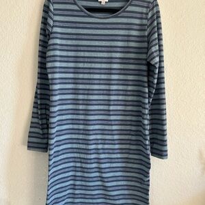 LuLaRoe Blue and Gray Striped Dress